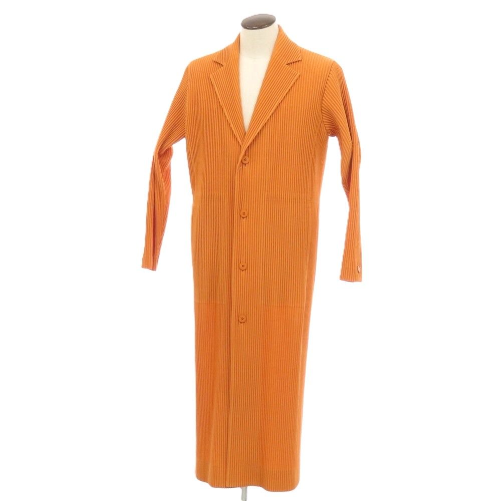 【中古】オム プリッセ イッセイミヤケ HOMME PLISSE ISSEY MIYAKE 2026年春夏 プリーツ加工 チェスターフィールドコート オレンジ【サイズ表記なし（L位）】【メンズ】