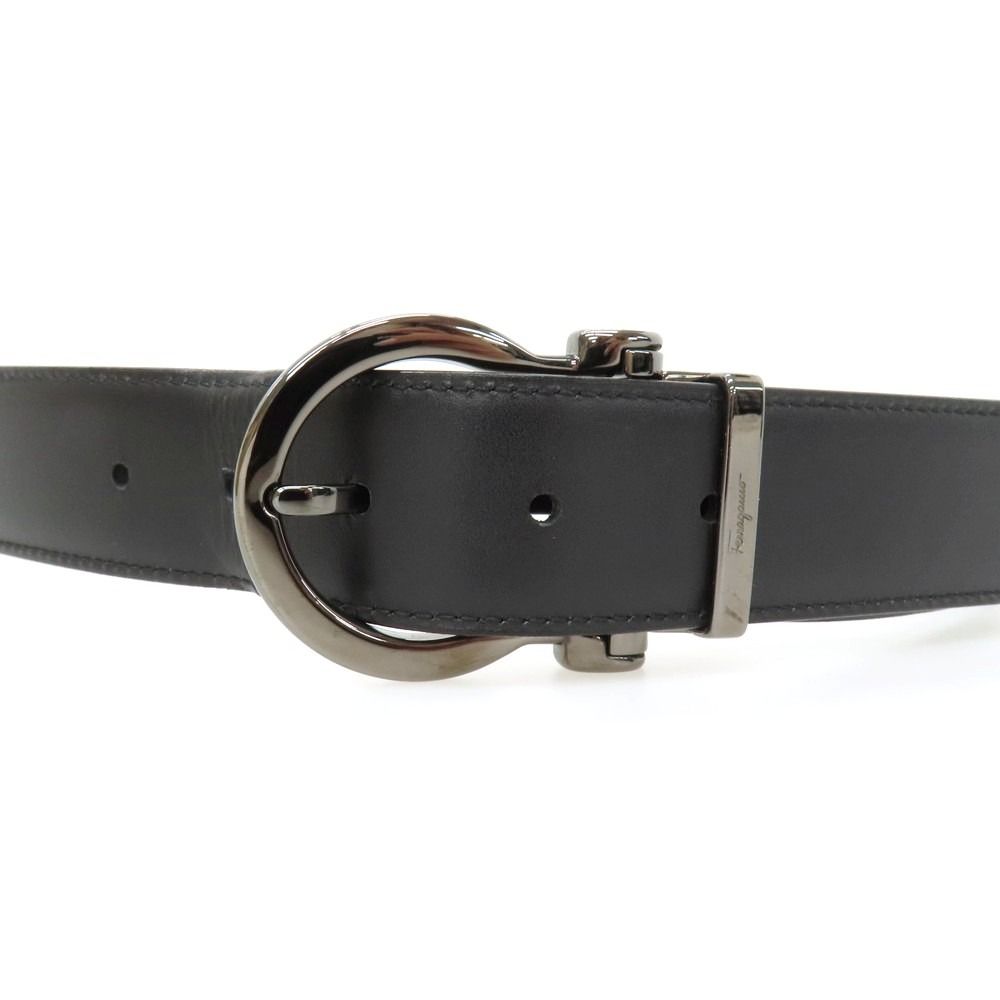 【中古】サルヴァトーレフェラガモ Salvatore Ferragamo リバーシブル レザー ベルト ブラックxダークブラウン【サイズ表記なし】【メンズ】