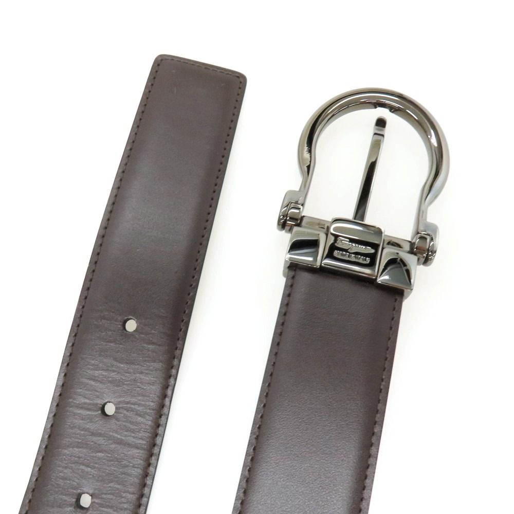 【中古】サルヴァトーレフェラガモ Salvatore Ferragamo リバーシブル レザー ベルト ブラックxダークブラウン【サイズ表記なし】【メンズ】