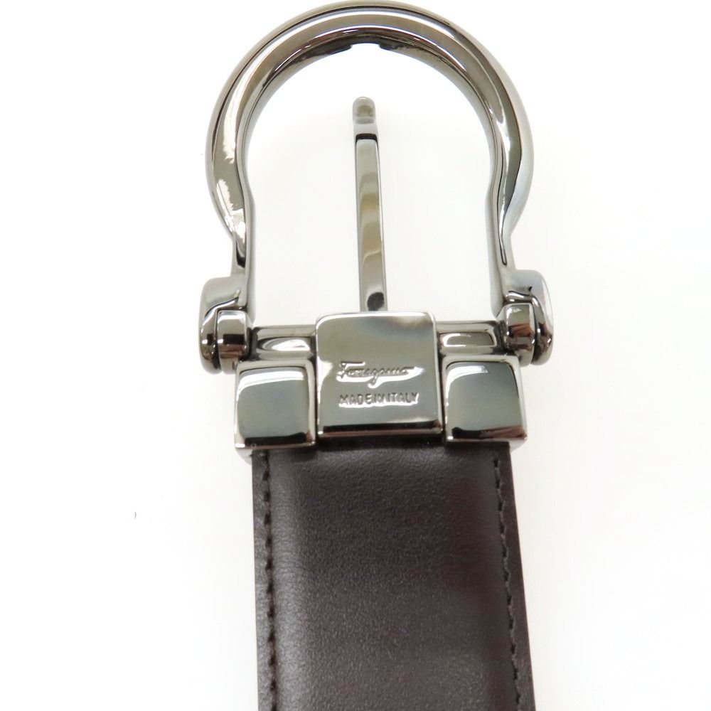 【中古】サルヴァトーレフェラガモ Salvatore Ferragamo リバーシブル レザー ベルト ブラックxダークブラウン【サイズ表記なし】【メンズ】