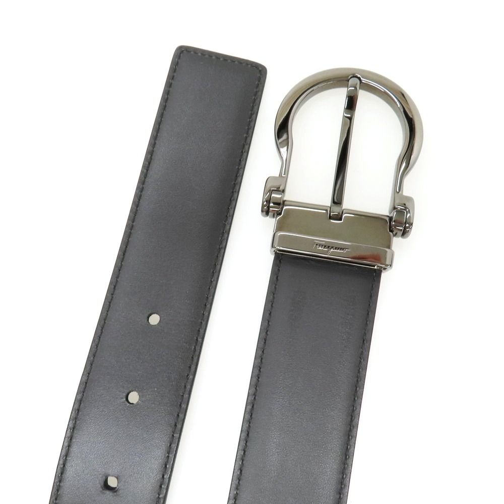 【中古】サルヴァトーレフェラガモ Salvatore Ferragamo リバーシブル レザー ベルト ブラックxダークブラウン【サイズ表記なし】【メンズ】