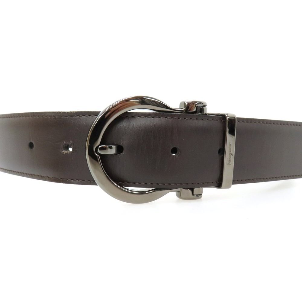 【中古】サルヴァトーレフェラガモ Salvatore Ferragamo リバーシブル レザー ベルト ブラックxダークブラウン【サイズ表記なし】【メンズ】