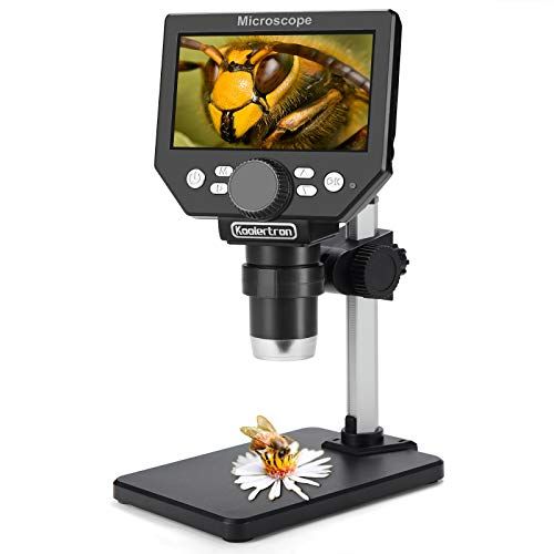 Koolertron デジタル顕微鏡 4.3インチLCD マイクロスコープ 電子顕微鏡 8MP 1-1000X倍率 充電式 2000mAhリチウム電池搭載 8個LEDライト 標本観察/昆虫観察/宝石鑑定/回路基板修理 子供＆大人用 実験用 ( 42385fb1