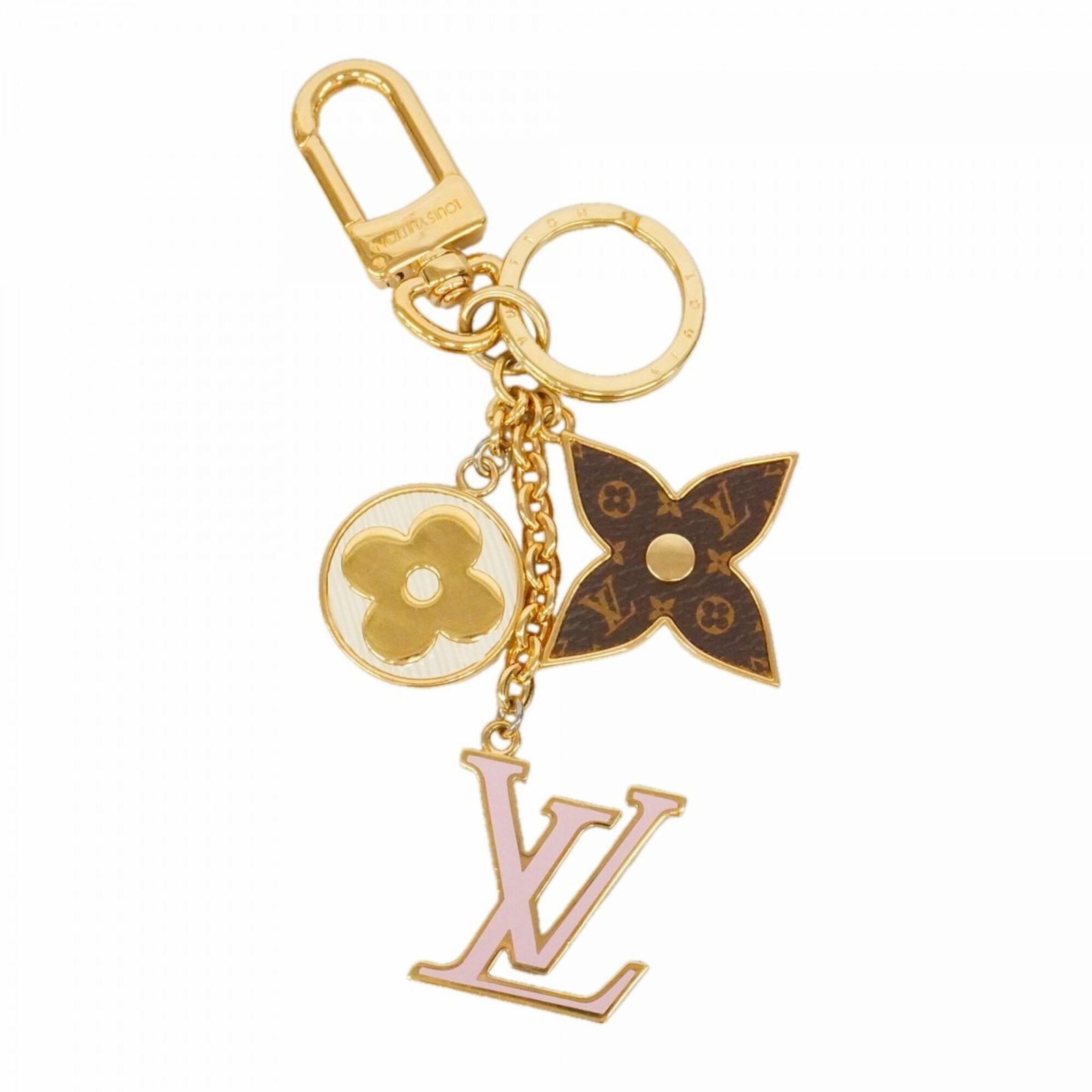 ルイ・ヴィトン(Louis Vuitton) ルイ・ヴィトン キーホルダー・チャーム モノグラム ポルトクレスプリングストリート M69008 ブラウン ゴールド ピンクレディース