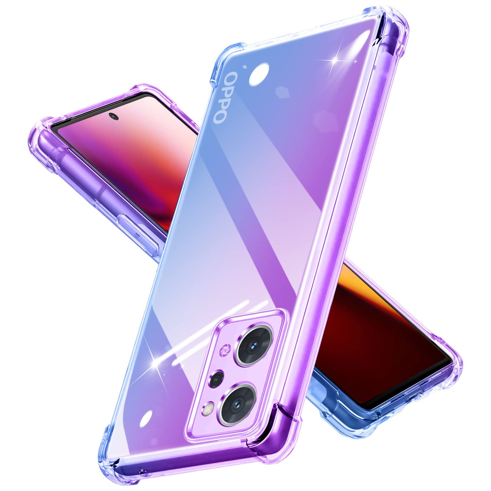 PNEWQNE OPPO Reno 7A 用ケース グラデーション クリア 全面保護カバー