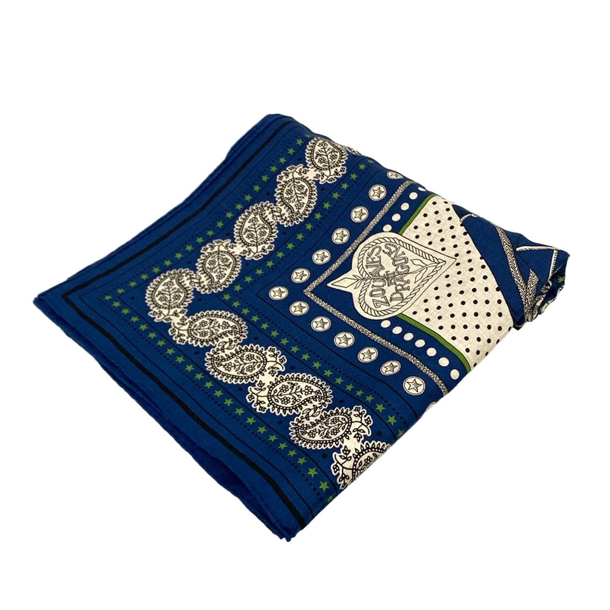 HERMES(エルメス) ストール(ショール)美品 カレジェアン/ショールカレ140 H244048S ネイビー×アイボリー×黒 ZOUAVES ET DRAGONS
