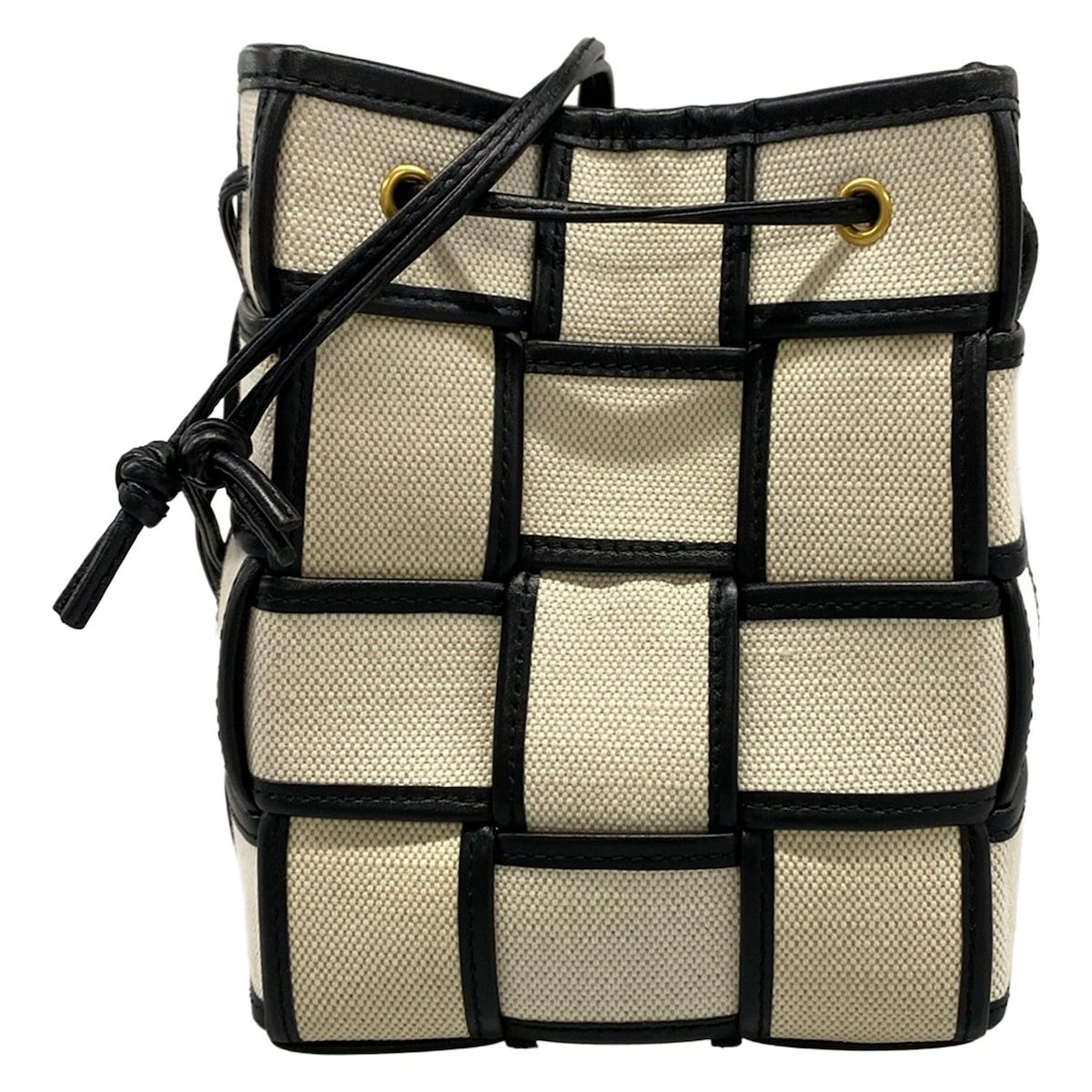 BOTTEGA VENETA(ボッテガヴェネタ) ショルダーバッグ カセット ミニ クロスボディバッグ 白×黒 マキシイントレチャート レザー