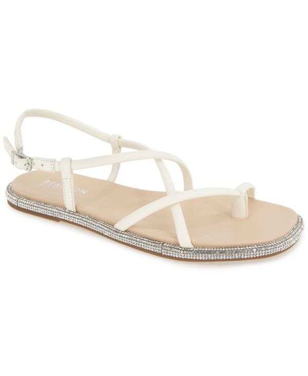 ケネスコール レディース シューズ サンダル Kenneth Cole Reaction Womens Waltz Strappy Square Toe Flat Sandals Cream クリーム