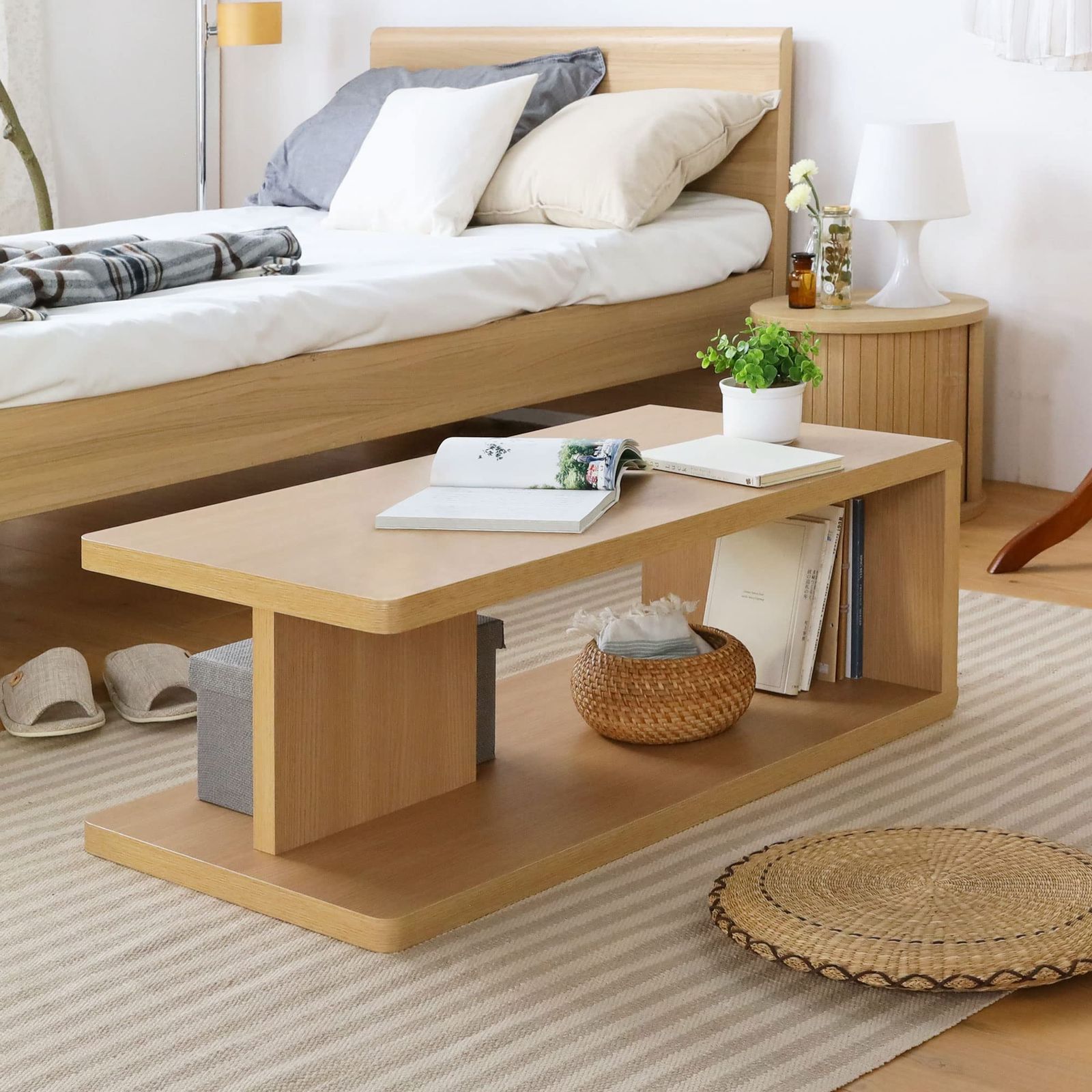 白井産業 ローテーブル 机 おしゃれ シンプル かわいい ナチュラルブラウン 幅89.7 高さ31.6 奥行45cm KI2-9045TNA キアエッセ2