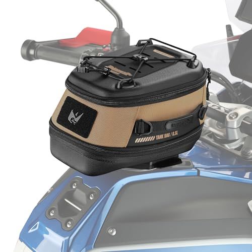 R◆Rhinowalkバイク用タンクバッグ 防水 容量可変(5L-6.5L)超強磁石クイック着脱 防雨カバー付きタンクバッグ スズキ ホンダ ハーレー ヤマハに他対応 ブラウン 95d1aa8b