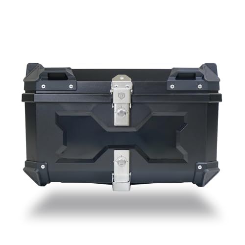 R◆【選ばれる、理由がある。安心の日本企業。】【 58L 】 ONE STEP リアボックス トップケース パニアケース 大容量 取付ベース付属 フルフェイス対応 バイクボックス (NATURAL BLACK, 58L) 30350593