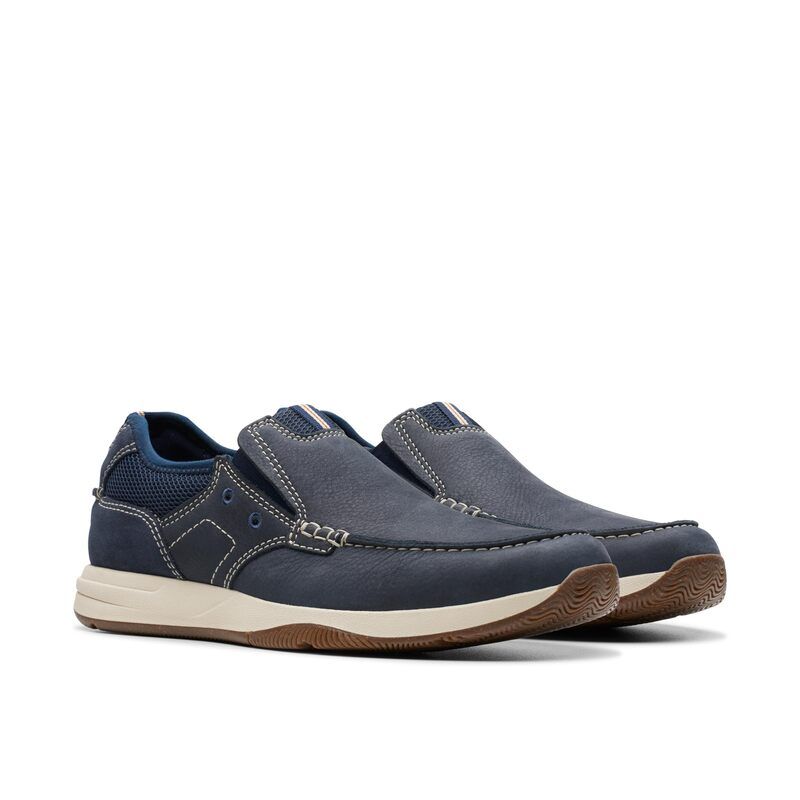 クラークス メンズ シューズ スニーカー Clarksailview Step Navy Nubuck ネイビー