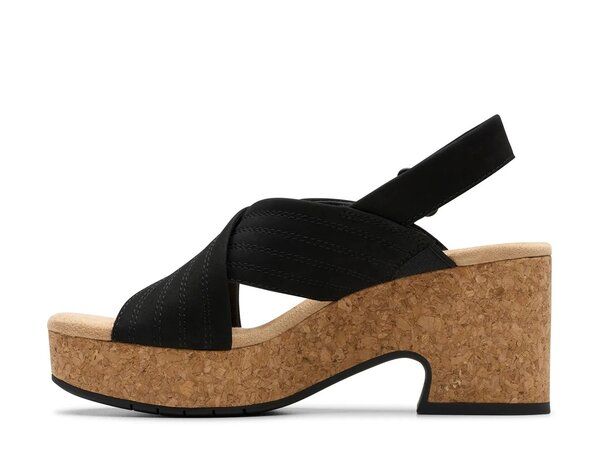 クラークス レディース シューズ サンダル Clarks Nerisa West Wedge Sandal Black Nubuck ブラック