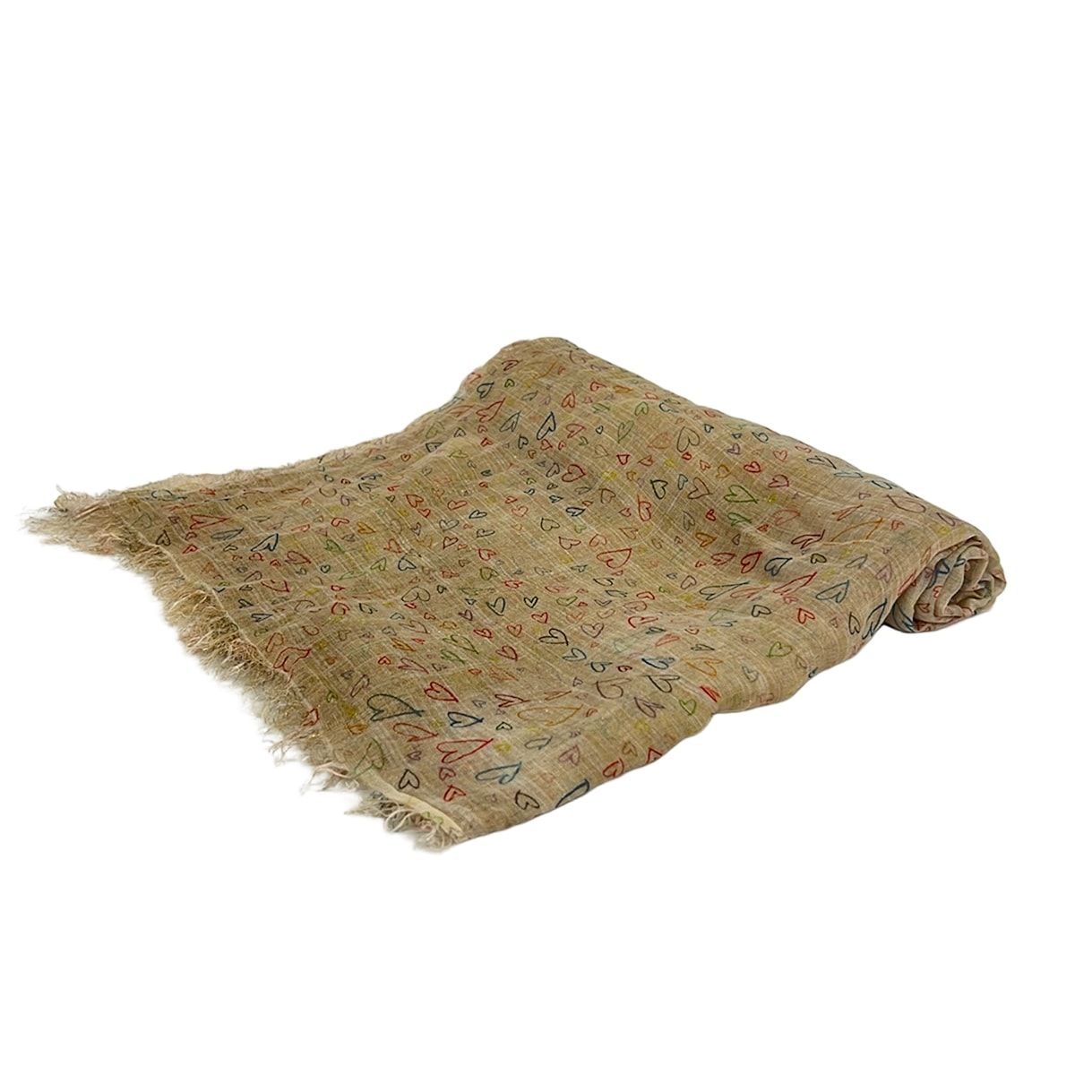 Falierosarti(ファリエロサルティ) ストール(ショール)美品 - ベージュ×ゴールド×マルチ ハート シルク