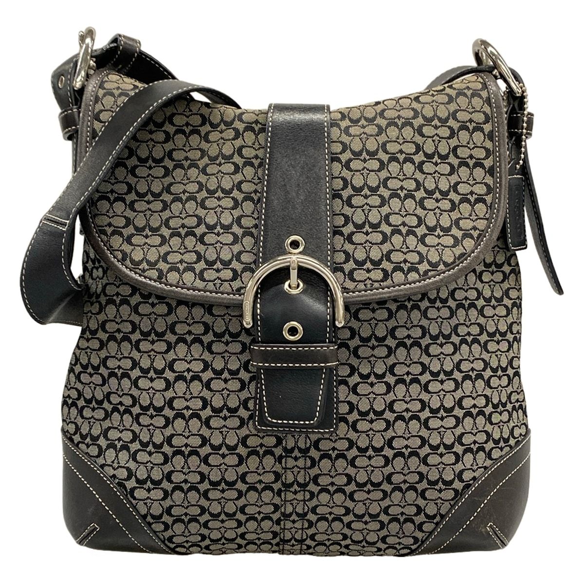COACH(コーチ) ショルダーバッグ ソーホーミニシグネチャースモールダッフル 6376 グレー×黒 レザー