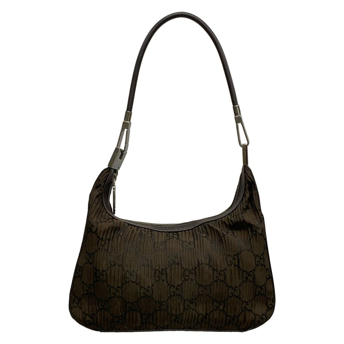 GUCCI(グッチ) ショルダーバッグ GG柄 0013812 ダークブラウン×黒 プリーツ レザー