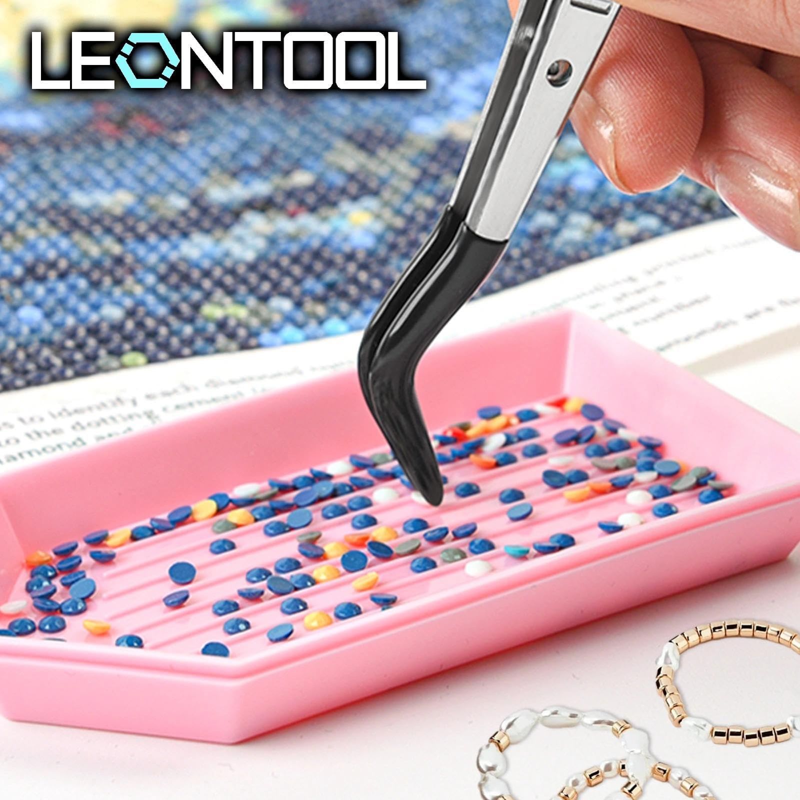 新品 LEONTOOL 精密ピンセット ゴム 先端 平 先曲がり ピンセット 細い