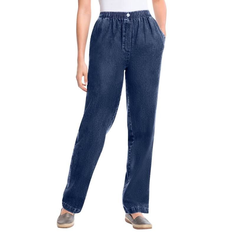 ウーマン ウィズイン レディース ボトムス デニムパンツ プラスサイズ プチ コットン ジーンズ Woman Within Plusize Petite StraightLeg AllCotton D