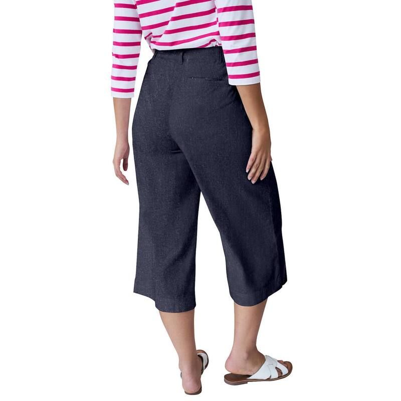 Ellos レディース ボトムス デニムパンツ プラスサイズ ジーンズ ellos Plusize Lightweight WideLeg Crop MidRise Jeans Indigo インディ