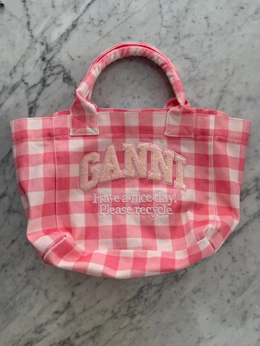 Ga니 ピンクチェック トートバッグ