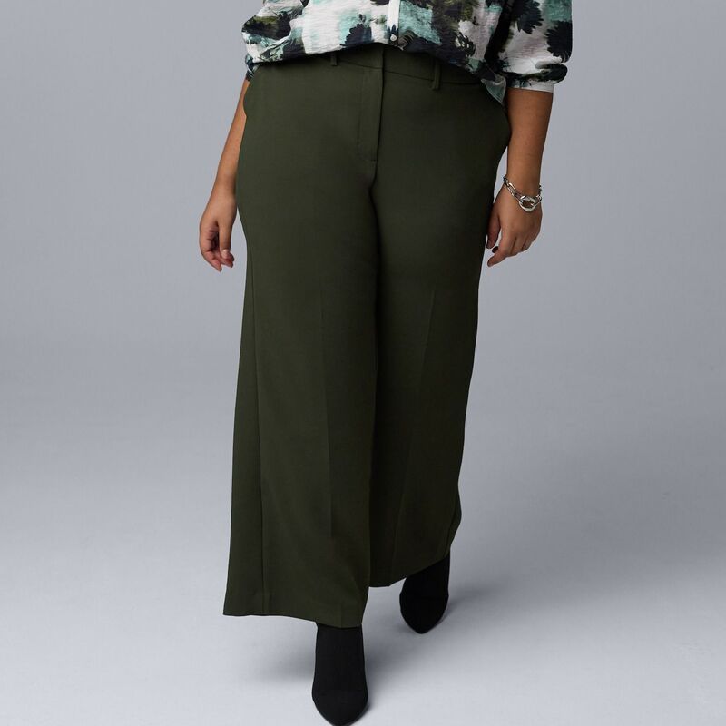 ヴェラウォン レディース ボトムス カジュアルパンツ ワイドレッグ クレープラスサイズ Plusize Simply Vera Wang Luxe Crepe Wide Leg Trousers Ca