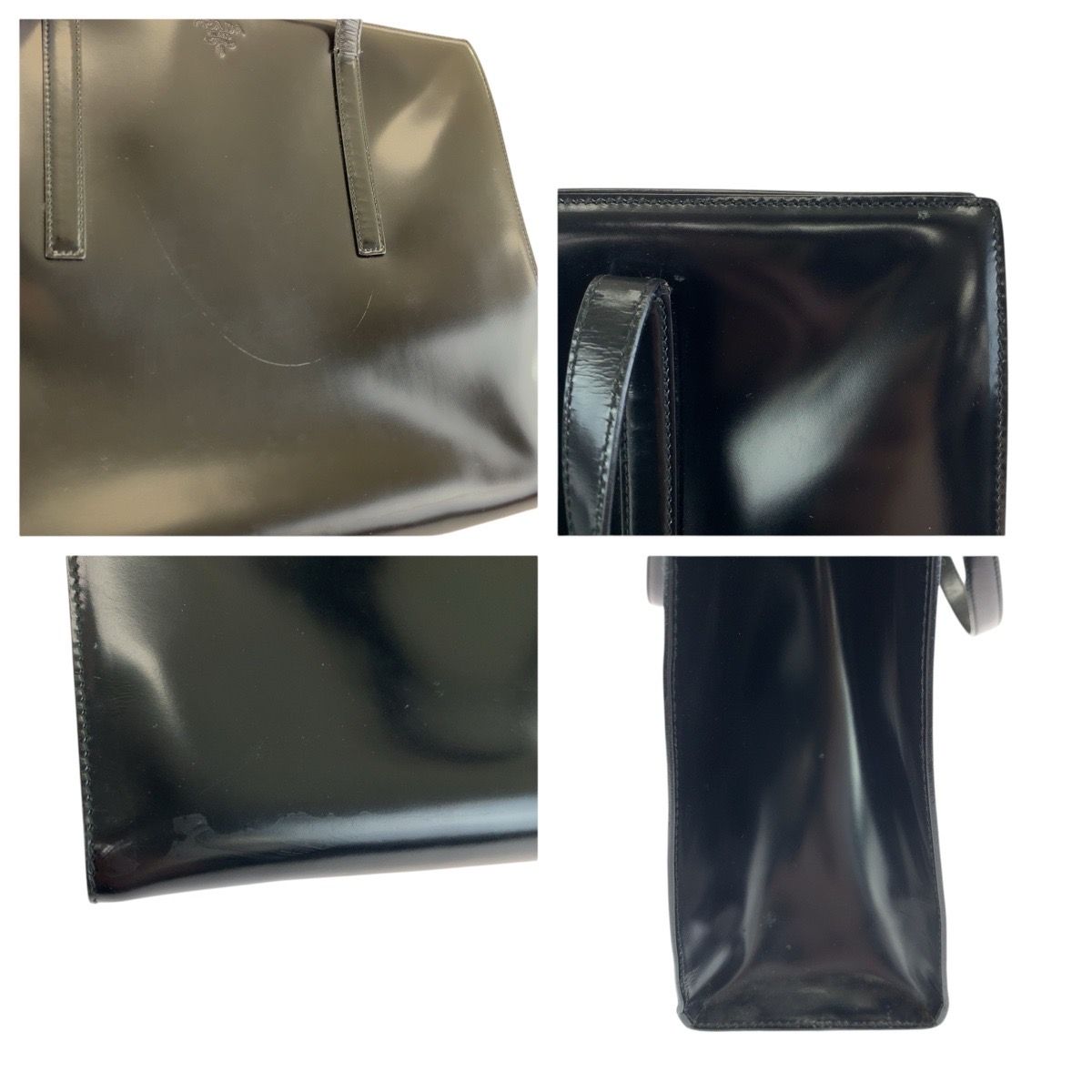 美品 PRADA プラダ ロゴ型押し ブラック 黒 シルバー金具 レザー