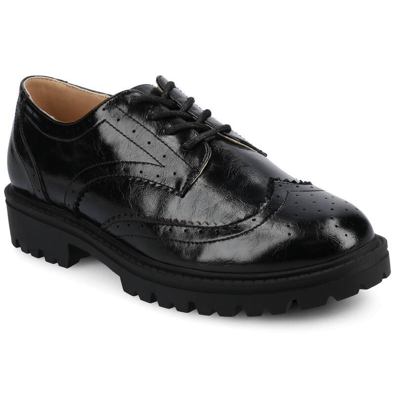 ジャーニー レディース シューズ サンダル オックスフォード Journee Claudiya Tru Comfort Foam Womens Oxford Shoes Patent Black ブラ