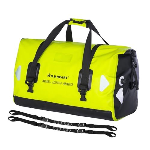 WILD HEART 防水バッグ ダッフルバッグ 40L 66L 100L 溶接シームショルダーストラップ付き バインディングロープ カヤック キャンプ ボート/バイサイクル オートバイドラムバッグ ツーリング シートバッグ オートバイ アウトドア (蛍光as