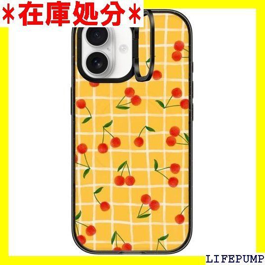 CASETiFY インパクト リングスタンド iPhone 17 ケース スタンド機能/薄型 軽量/耐衝撃 - Cherry Plaid - クリア ブラック 3116