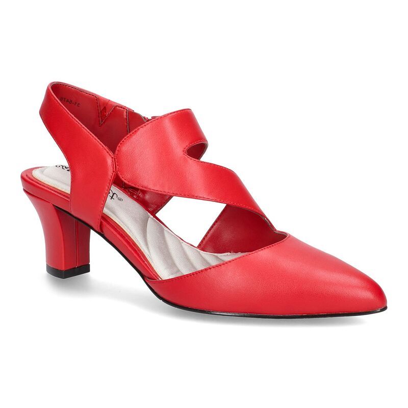 イージーストリート レディース シューズ パンプス アシンメトリー ヒール Easy Street Venue Womens Asymmetrical Higheels Red レッド