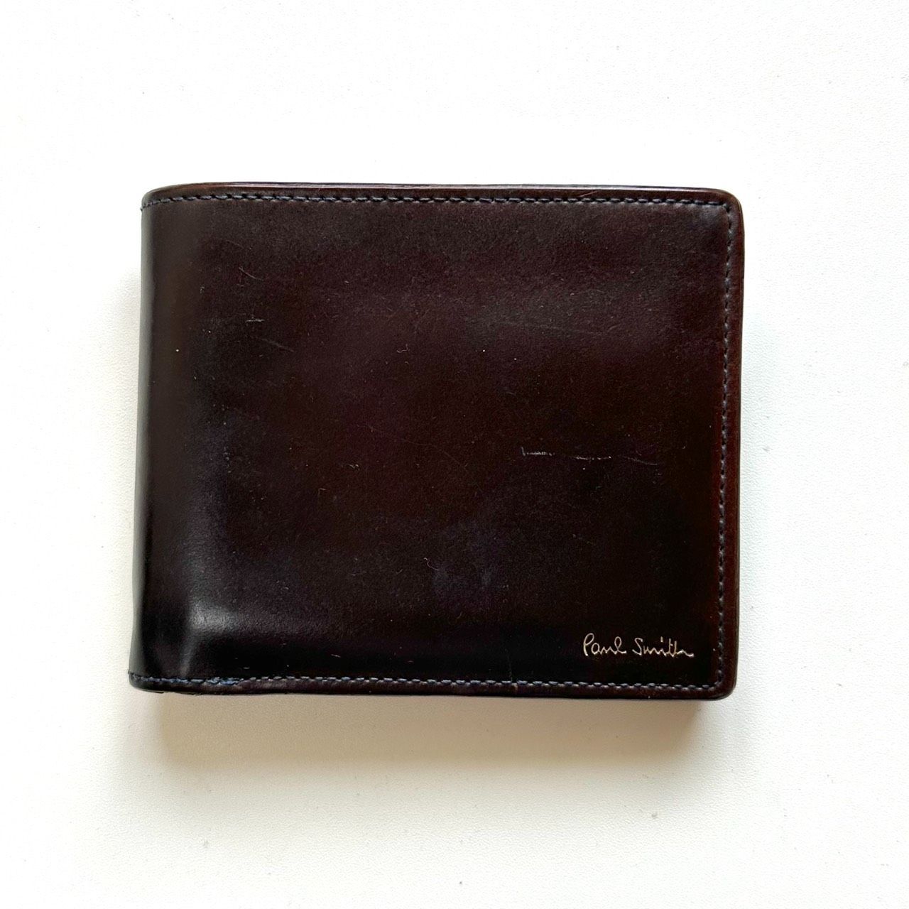 ポールスミス　Paul Smith 二つ折り財布　コードバン　ダークブラウン