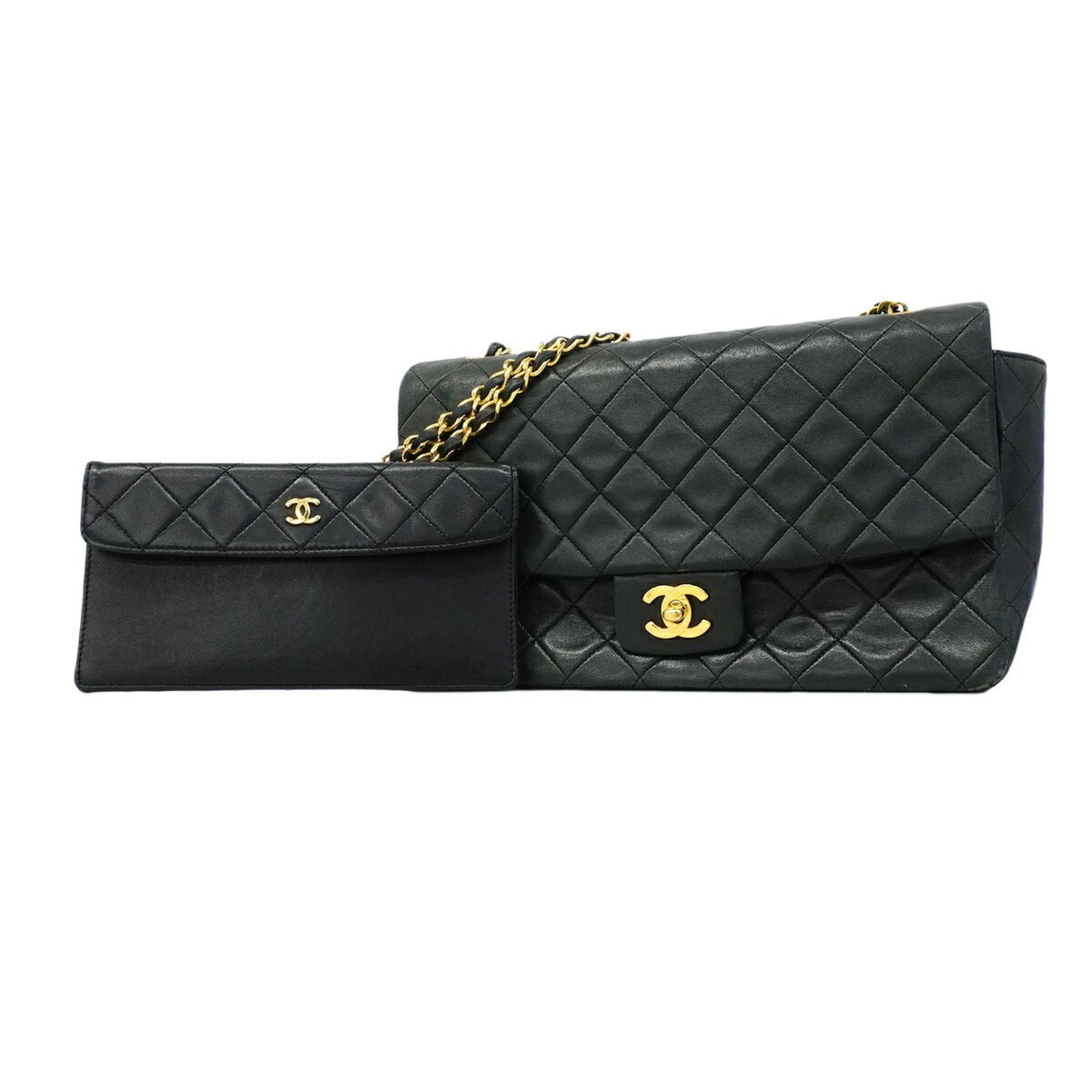 シャネル(Chanel) シャネル ショルダーバッグ マトラッセ Wチェーン ラムスキン ブラック レディース