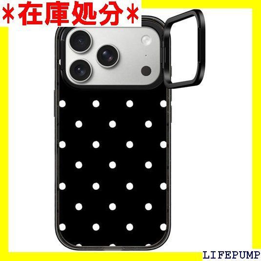 CASETiFY インパクト リングスタンド iPhone 17 Pro ケース スタンド機能/薄型 軽量/耐衝撃 - Classic Dottie - クリア ブラック 3117