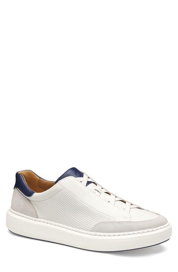 ジョンストンアンドマーフィー メンズ シューズ スニーカー レザー Johnston Murphy Anders Perforated Leather Sneaker White Full Grain