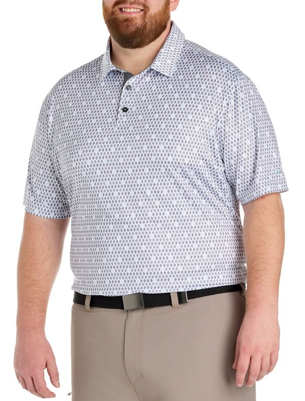 リーボック メンズ トップス ポロシャツ プリントール コントラスト Reebok Big Tall Contrast Diamond Print Polo Shirtranquil Teal ティー
