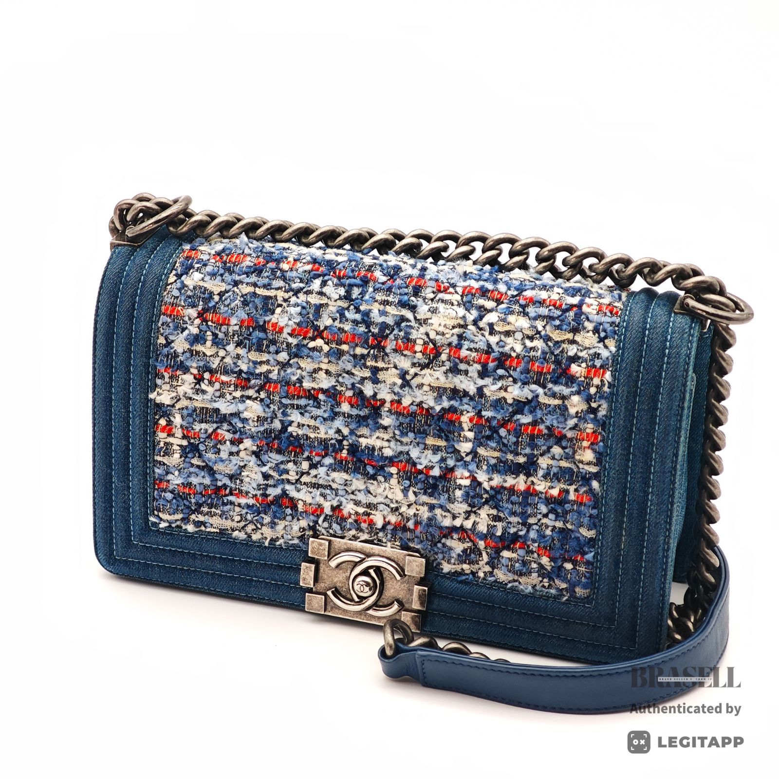 CHANEL ボーイシャネル デニム ツイード バッグ ショルダーバッグ