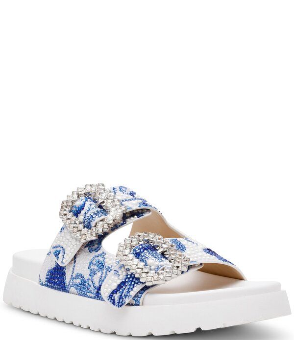 ベッツィジョンソン レディース シューズ サンダル フラワー柄 フラワー Blue by Betsey Johnson Matie Floral Rhinestone Slide Sandals Wh
