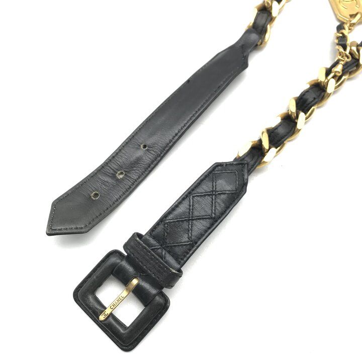 良品 CHANEL シャネル ロゴ プレート ゴールド金具 ヴィンテージ