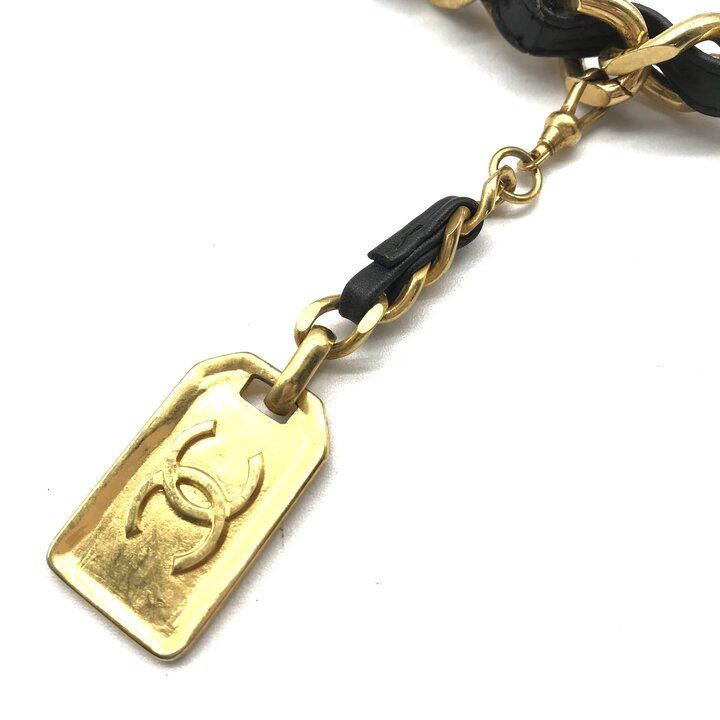 良品 CHANEL シャネル ロゴ プレート ゴールド金具 ヴィンテージ