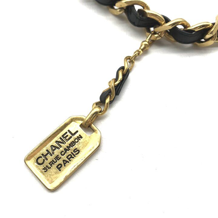 良品 CHANEL シャネル ロゴ プレート ゴールド金具 ヴィンテージ