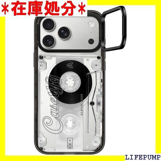 CASETiFY インパクト リングスタンド iPhone 17 Pro Max ケース スタンド機能/薄型 軽量/耐衝撃 - Audio Cassette - クリア ブラック 3119