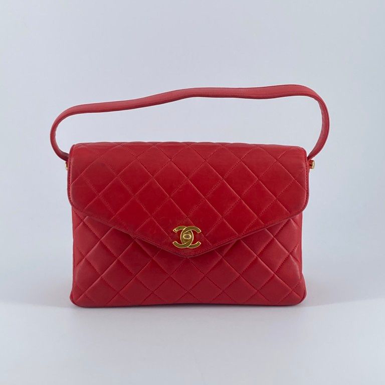 CHANEL（シャネル）　マトラッセ　ラムスキン　G金具　4番台　ダブルフェイス　ハンドバッグ　レッド
