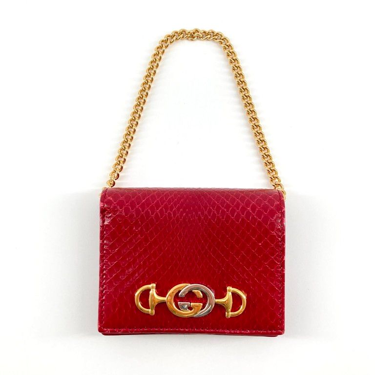 GUCCI（グッチ）　ズゥミ　チェーンウォレット　570660　二つ折り財布　レッド