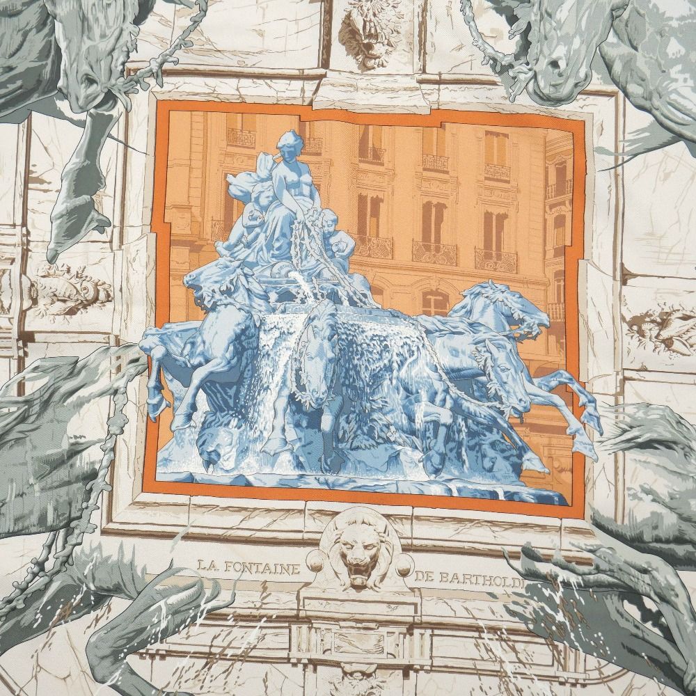 HERMES エルメス LA FONTAINE DE BARTHOLDI バルトルディの泉 スカーフ 