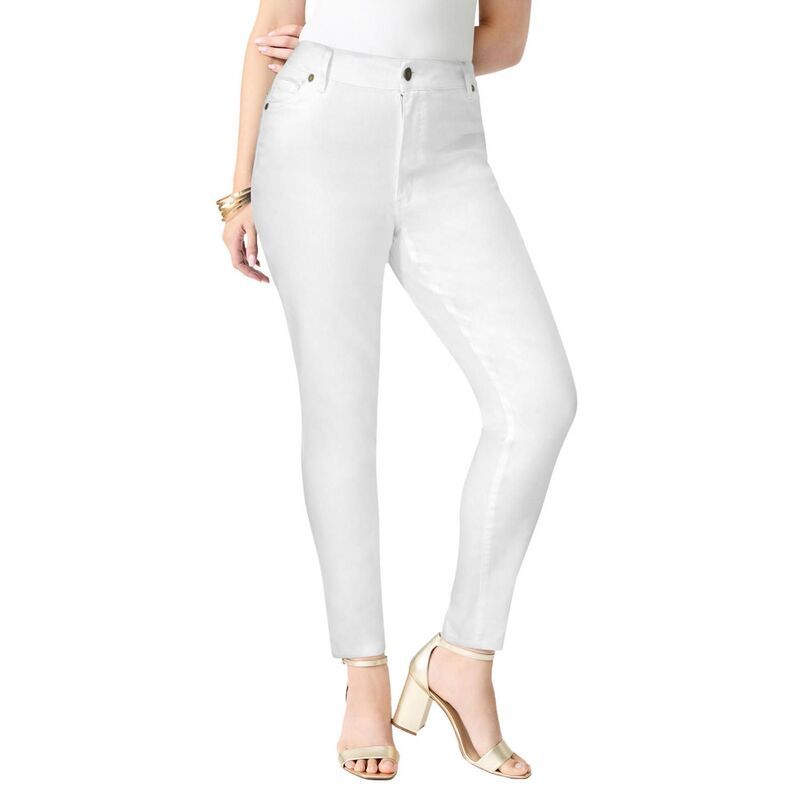 ロアマンズ レディース ボトムス デニムパンツ プラスサイズ Roamans Womens Plusize Classic Stretch Slim Jean White Denim ホワイト