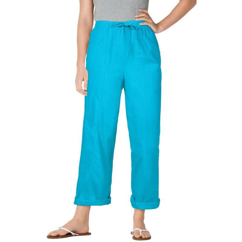 ウーマン ウィズイン レディース ボトムス カジュアルパンツ プラスサイズ プチ Woman Within Plusize Petite The Boardwalk Pant Pretty Turqu