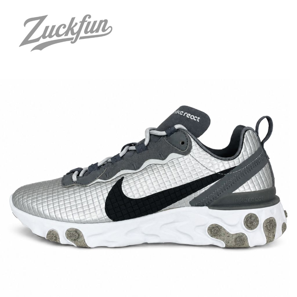 美品 NIKE REACT ELEMENT 55 PRM リアクト エレメント 55 プレミアム グリッド シルバー ブラック 黒 メンズ ナイキ スニーカー 27 cm U07268