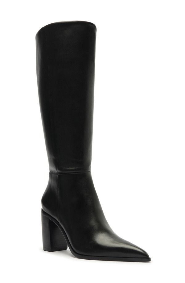 シュッツ レディース シューズ ブーツ・レインブーツ Schutz Mikki Up Block Pointed Toe Knee High Boot Black ブラック