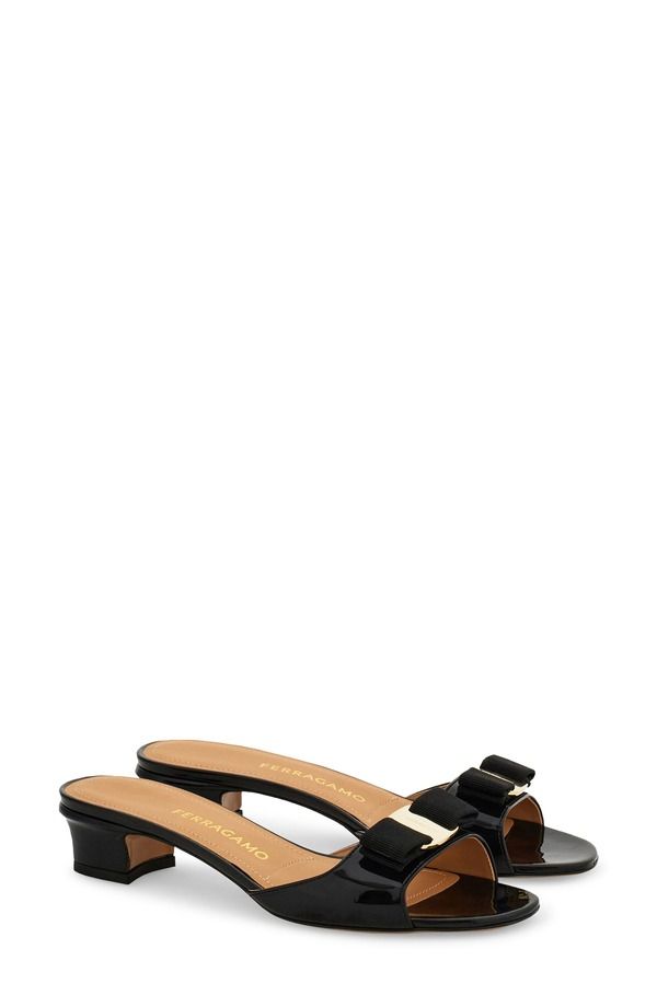 フェラガモ レディース シューズ サンダル FERRAGAMO Vanilla Bow Slide Sandal Nero Biscotto