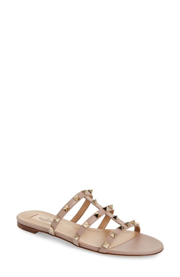 ヴァレンティノ レディース シューズ サンダル Valentino Garavani Rockstud Slide Sandal P45 Poudre
